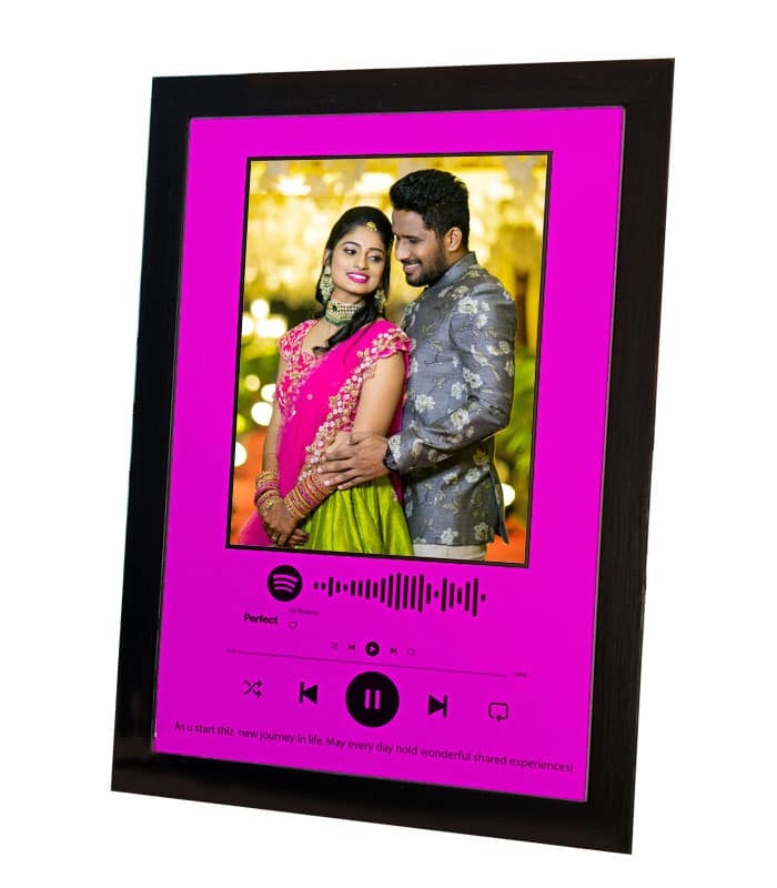 spotify-photo-frame-pink-color Mr & Mrs Spotify Plaque ∣ Unique Wedding gift - Image 1
