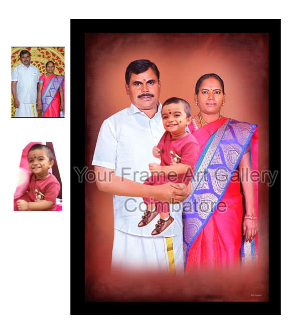 grand-parents-baby-merge-paining-photo-frame Custom Grandparent & Baby Photo Merge Digital Painting Frame - Image 1