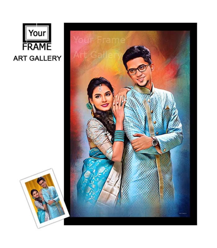 digital painting photo frame Digital Painting Wedding Photo Frame | Personalized Marriage Gift - Image 1